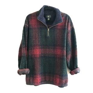 Fluffy Fleece Plaid Pullover